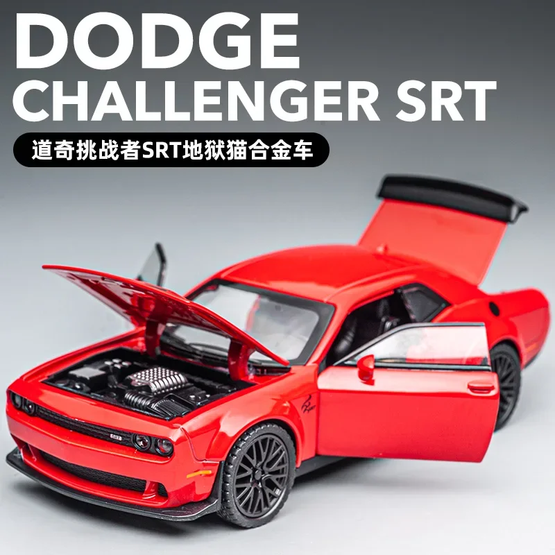 1: 32 Dodge Challenger SRT Hell Cat Sports Car Alloy Model Car Decoration American Muscle Car Toy Car, Gift for Children.