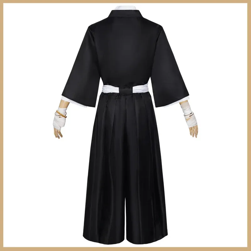 Anime Bleach Shinigami Kuchiki Rukia Cosplay Costume Japanese Black Kendo Uniform Robe Coat Wig Man Woman Halloween Suits;3'v,6.