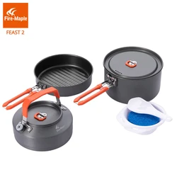 Fire Maple Picnic Pot Pan Set Outdoor Camping Hiking Cookware Backpacking Cooking Foldable Handle Aluminum Alloy Feast 2 FMC-F2