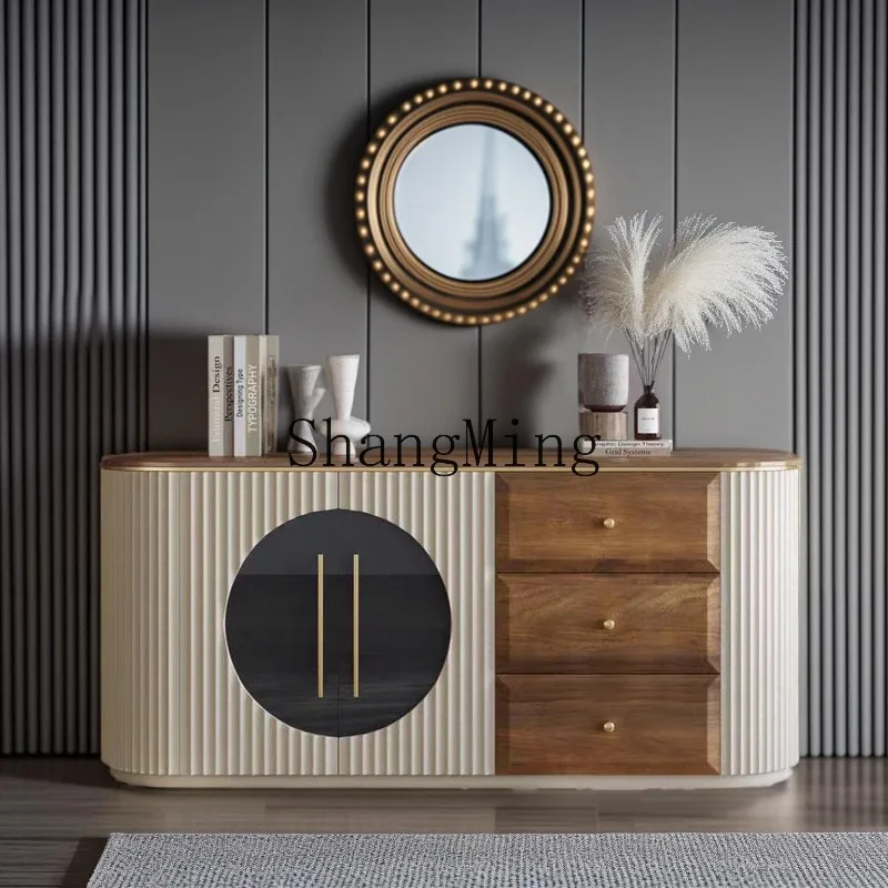 

LXY retro style dining side cabinet bedroom solid wood TV cabinet villa living room high-end decorative locker