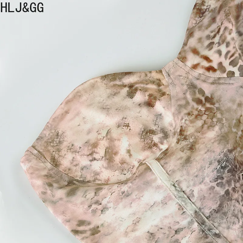 HLJ&GG Fashion Irregular Animal Print Corset Two Piece Sets Women Off Shoulder Crop Top And Shorts Outfits Sexy 2pcs Streetwear