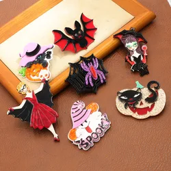 CINDY XIANG Acrylic Halloween Girl And Cat Brooch Fashion Jewelry