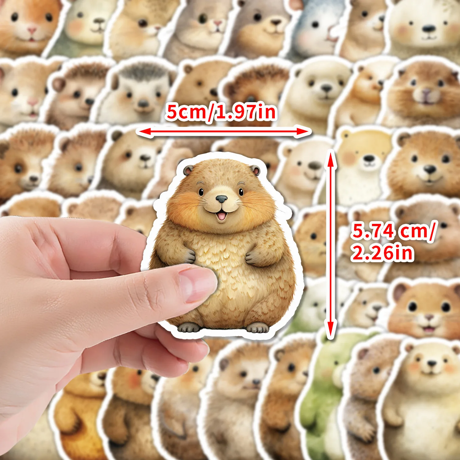 

50PCS Small-Eyed Animals Graffiti Stickers Cute Animal Cartoon Decal DIY Luggage Phone Guitar Skateboard Waterproof Sticker