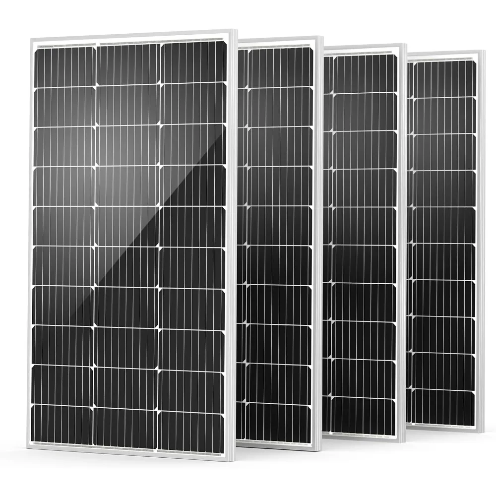

Solar Panel 4pcs 100 Watt 12V Monocrystalline Solar Panel with Solar Connectors, High Efficiency Module PV Power for Battery Ch