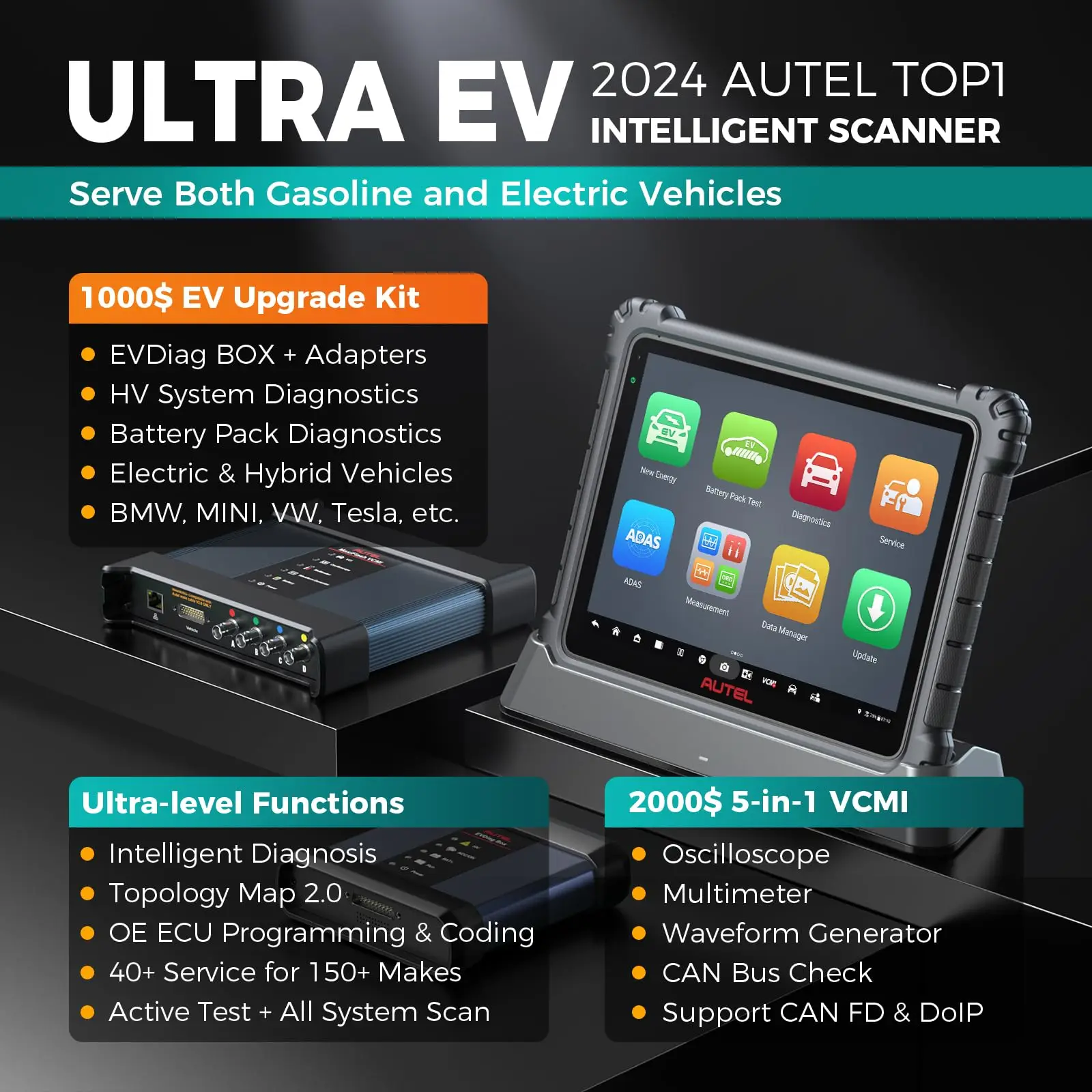 Autel MaxiSys Ultra EV 2024 Scanner diagnostico automatico superiore diagnostico per veicoli elettrici con topologia, programmazione ECU e codifica