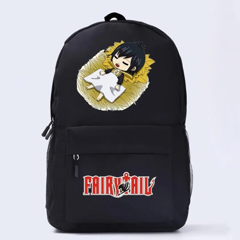 32×45×12cm-ブラック-ホワイト、フェアリーテイル、アニメ、学生、子供、ティーン、スクールバッグ、大容量、モチラ、ギフト、バックパック、女の子、男の子