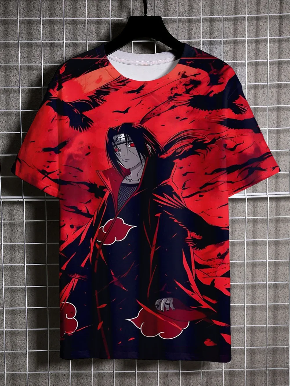 Brand new anime 3D printing Naruto Sasuke pattern men's short sleeve role play fashion hip hop daily casual sports men's T-shirt