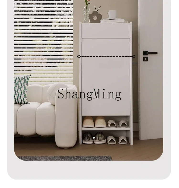 

ZYYshoe cabinet, creamy style, modern simple household, integrated household, solid wood storage cabinet against the wall
