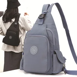Fashion Women Nylon Chest Bag Solid Color Shoulder Crossbody Bag Women Girls Casual Sport Travel Small Capacity Backpack