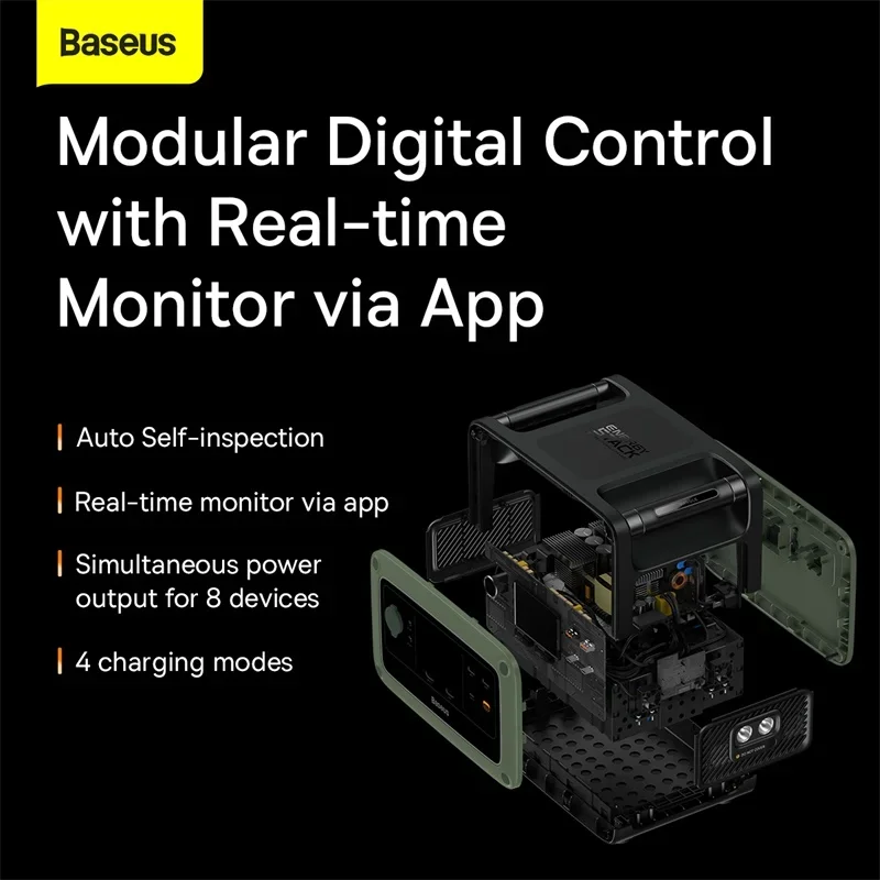 For baseus Energy Stack Digital Portable Energy Station 600W (CN/EU 220V) energy storage power supply