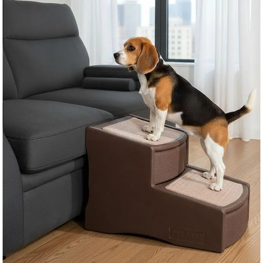 

Gear Easy Step II Pet Stairs, 2 Step for Cats Dogs up to 150 Pounds, Portable, Removable Washable Carpet Tread, No Tools Require