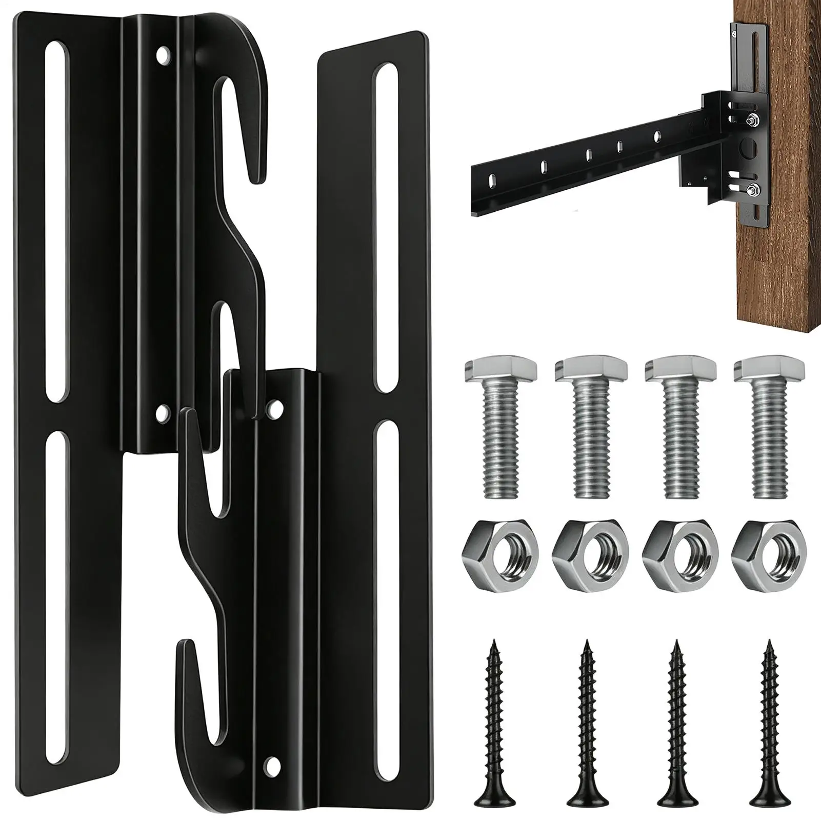 2pcs Heavy-duty Hook Plate Adapter Headboard Installation Kit Steel Headboard Adapter Brackets Bed Frame Hooks With Hardware
