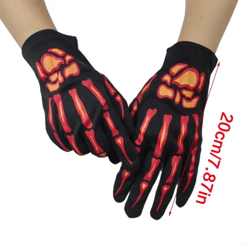 Gothic Skeleton Print Gloves Lightweight Polyester Perfect For Cosplay Festivities