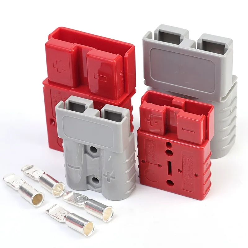 50A 120A High Current 2 Pin Power Connector with 8/6/4/2/0 AWG Super Soft Silicone Cable Forklift Battery Charging Plug