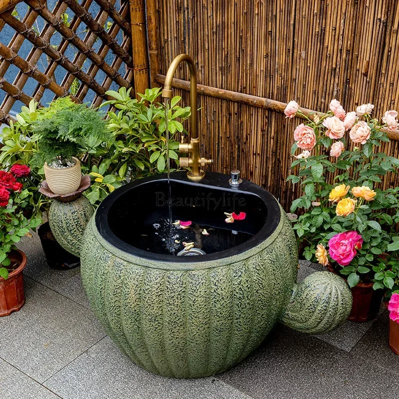 09Outdoor home balcony Chinese floor-to-ceiling mop pool courtyard mopping sink