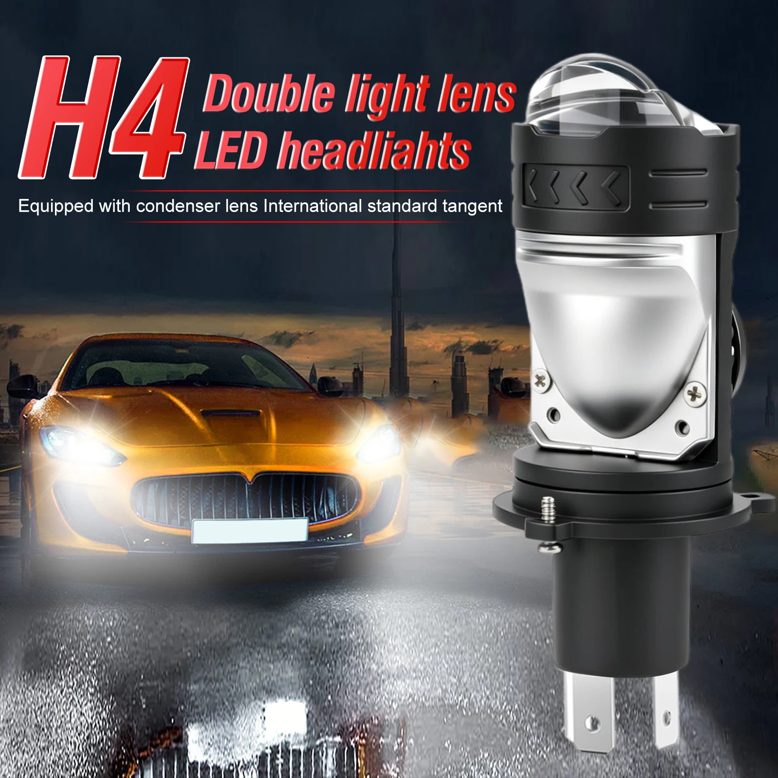 H4 LED Lens Headlight 600000LM 6000K Super Bright Led Headlamp CANBUS High Low Beam Motorcycle Car Lights Dual Projector 12V