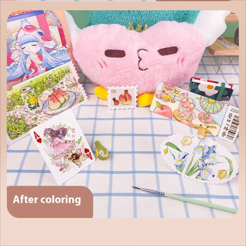 18/20 시트 스탬프 수채화 용지, 창의적인 채색 DIY 드로잉 용지, 빈 엽서 티켓 스터브, 스케치 아트 용품, 300G