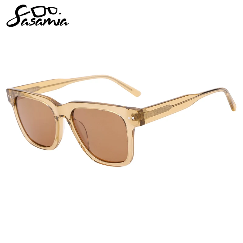 SASAMIA Polarized Sunglasses Female Flat Rectangle Shiny Crystal Fashion Sunglasses Wide Temple Prescription Eyeglasses WD5077