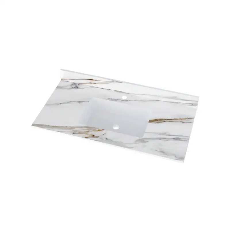 

43" Marble Vanity Top with Undermount Rectangular Sink and 4" Backsplash, Pre-Drilled Faucet Hole, Single Hole Design for