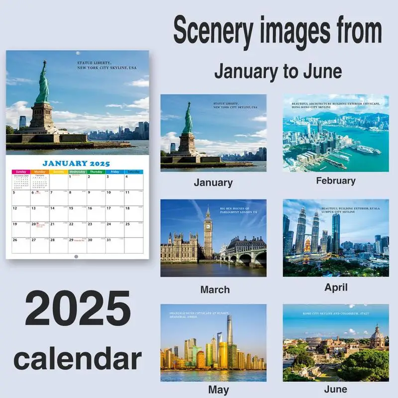 Imagem -03 - Calendário de Parede para Casa Elegância Mundo Mensal Tema Tema 2025