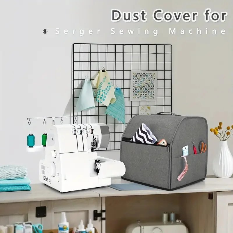 Oxford Cloth Sewing Machine Cover Sewing Machine Dust Cover Oxford Cloth Serger Overlock Machine Cover with Accessories Pouch