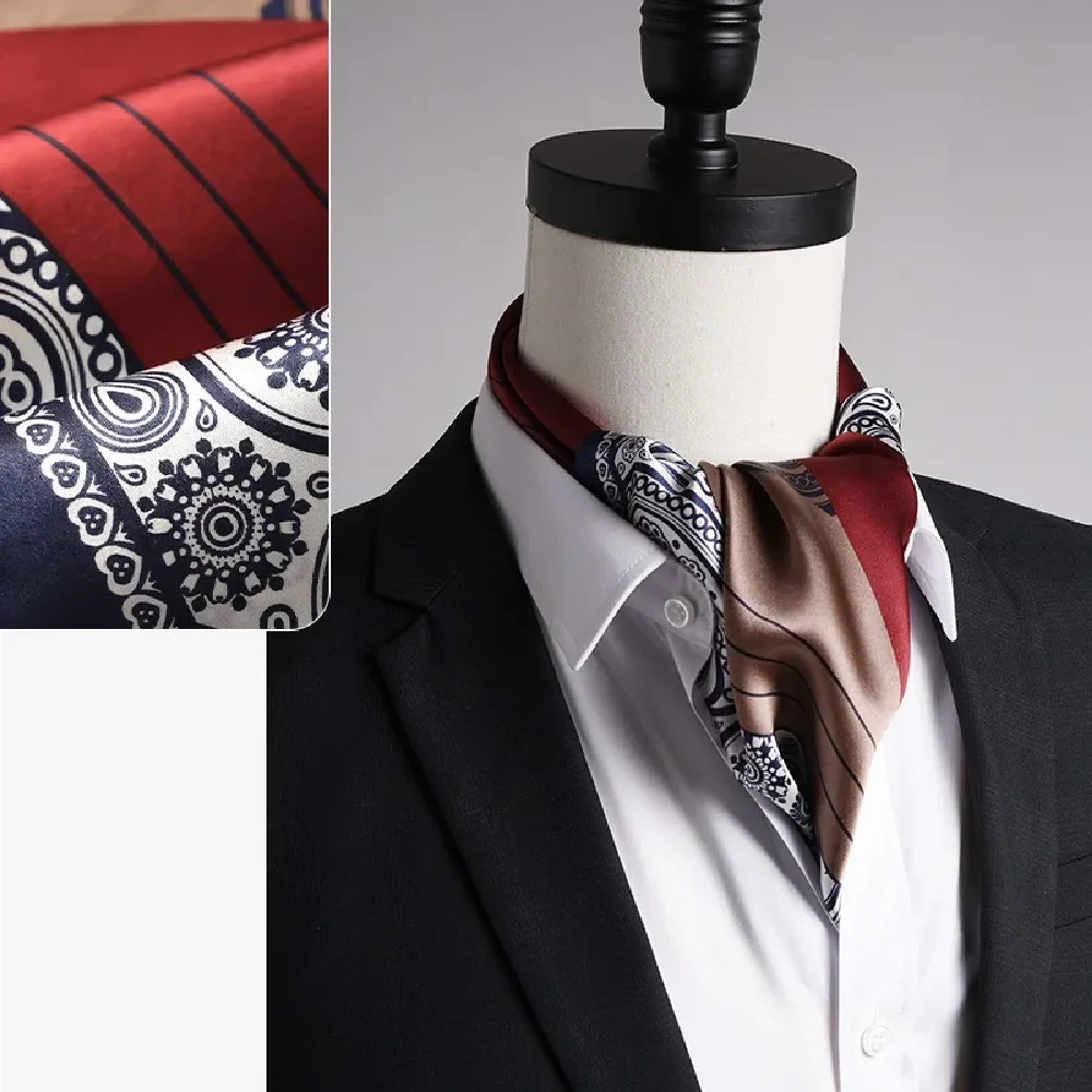 Men\'s 100 Silk Paisley Scarf Shawl Square Neckerchief Bride Wedding Muffler Business Casual Cravat 70cm