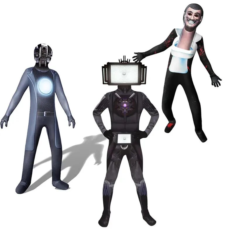 Skidibi المرحاض الاطفال تأثيري حلي الصبي تمويه المتحدث Tvman حللا قناع فستان الهالوين حتى طفلة حفلة مضحك الزي