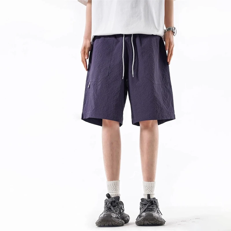 Verão americano moda waffle y2k shorts masculino hip hop moda esportes basquete bermudas ginásio baggy calças curtas retas