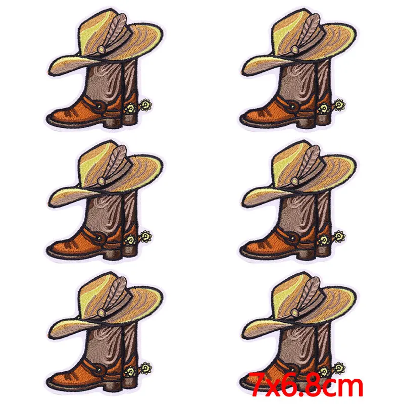 10 pçs atacado botas de cowboy remendo bordado ferro em remendos para roupas remendos termoadesivos em roupas jaquetas emblemas diy