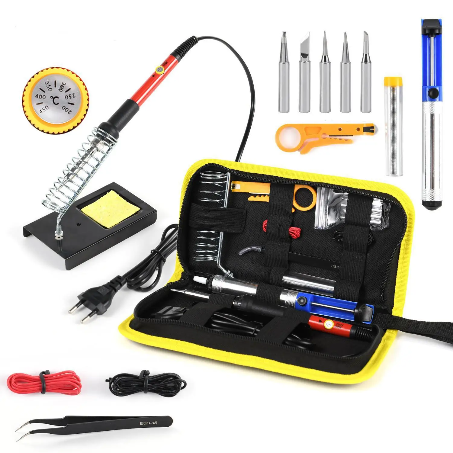 100W Digital Electric Soldering Iron Kit Set 220V Temperature Adjustable Welding Tool Ceramic Heater Soldering Tips Rework