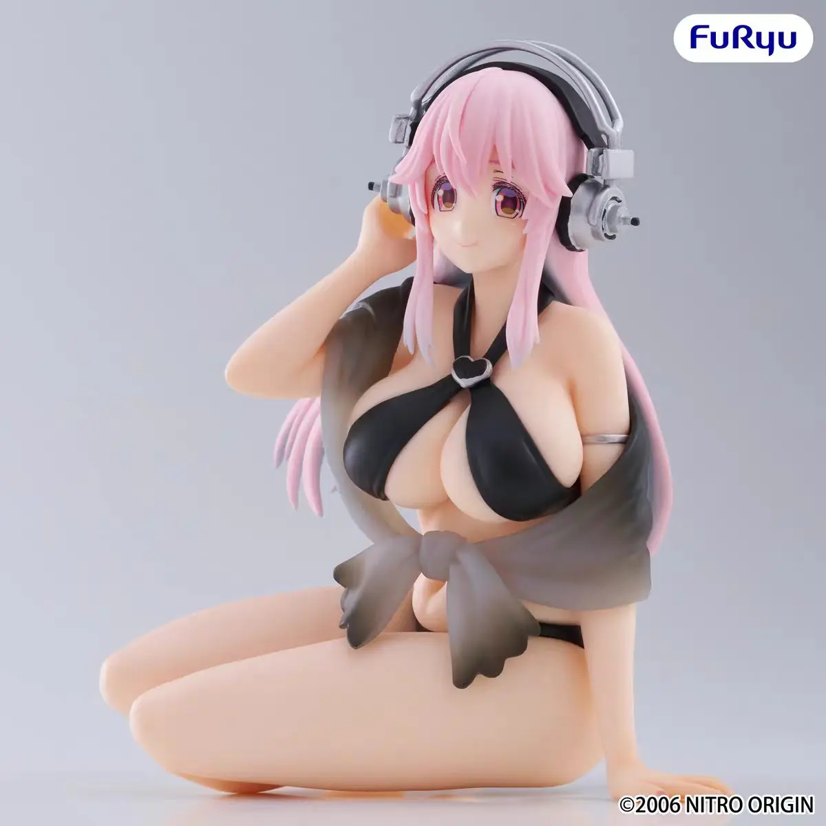 Original FuRyu Noodle Stopper SUPER SONICO -Black Bikini Ver Anime Figures Action Figure Kawaii Doll Collectible Gift Figurine view 5