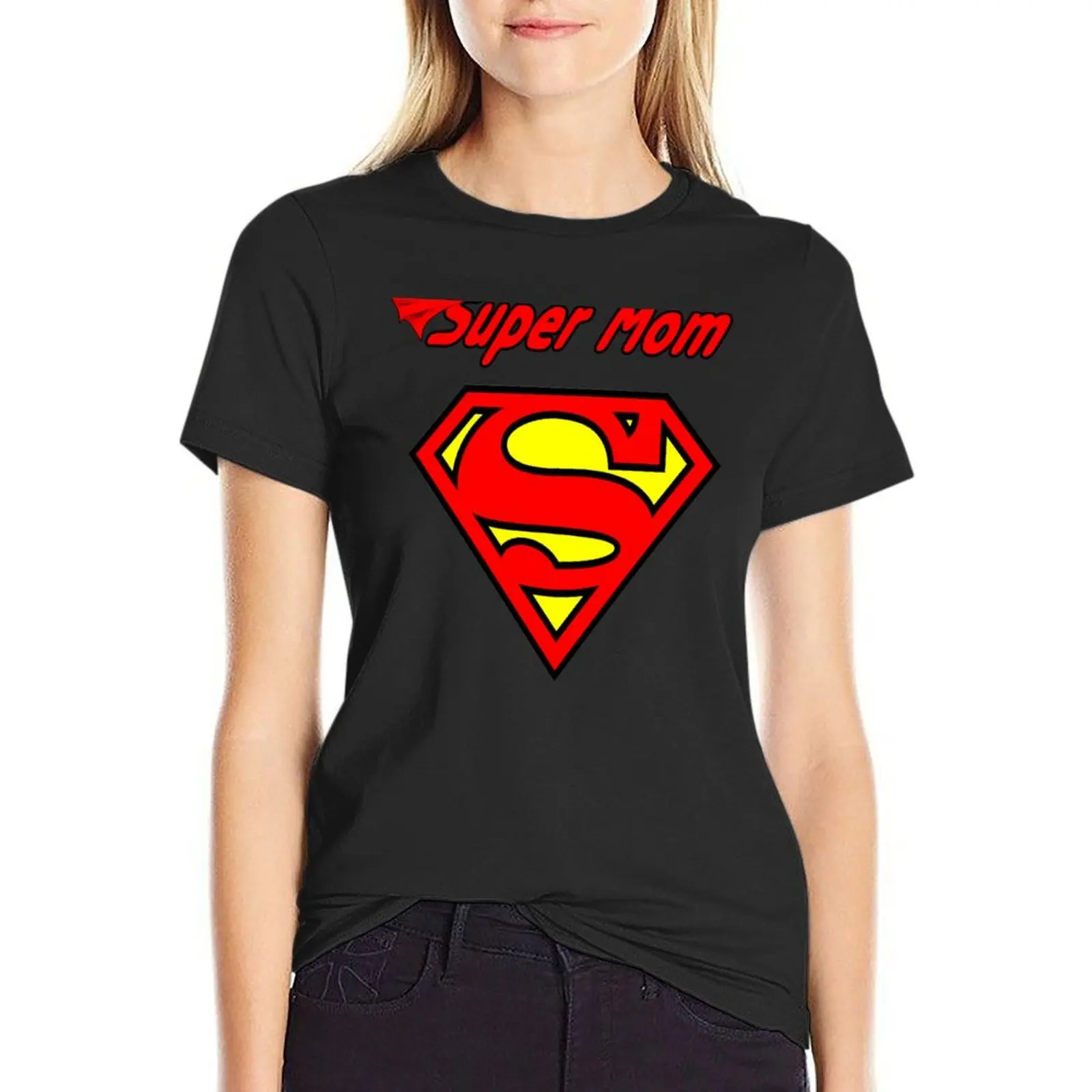 Super Mama!T-Shirt Bluzka Estetyczna odzież czarne t-shirty dla kobiet