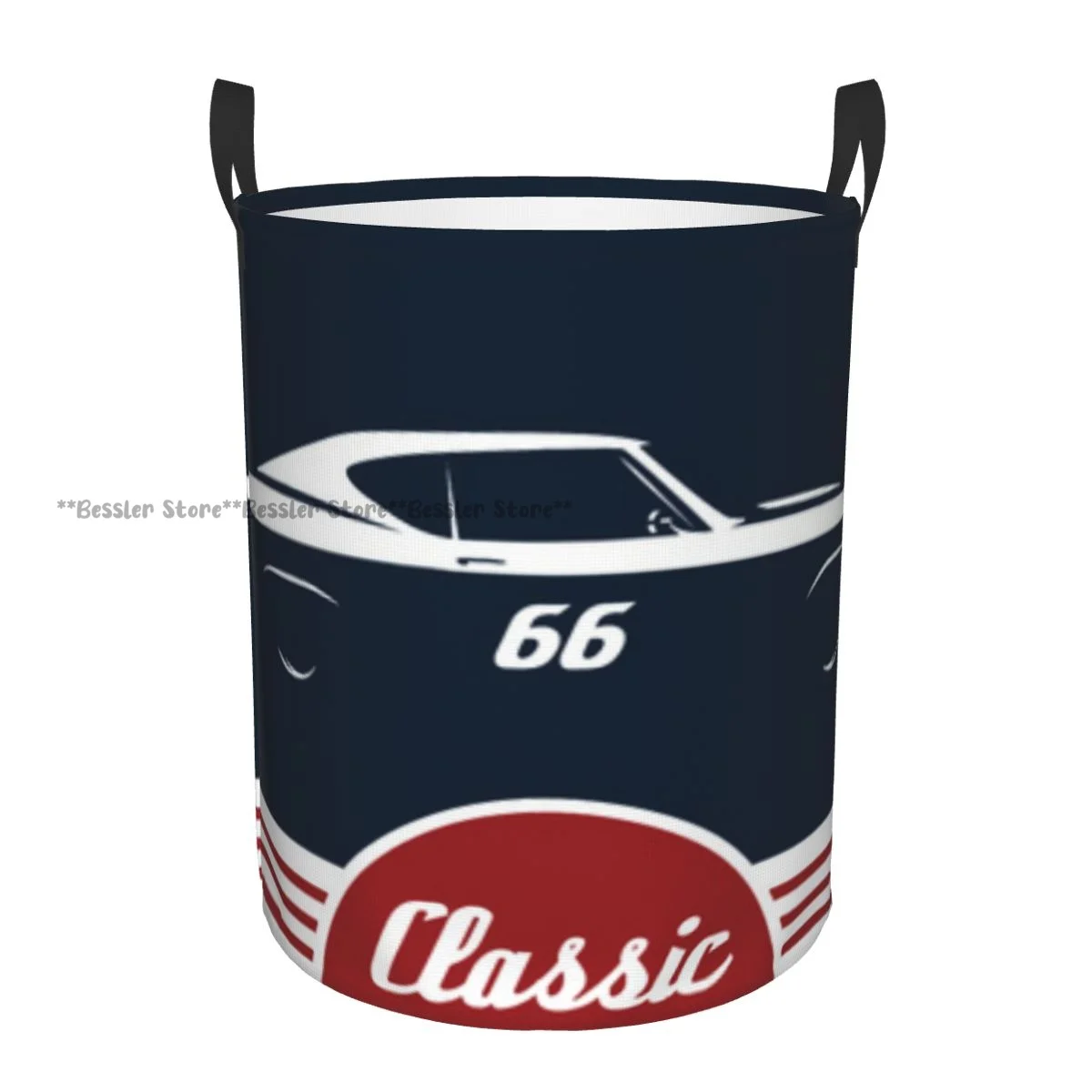 Dirty Laundry Basket Classic Vintage Sports Car Muscle Vehicle Folding Clothing Storage Bucket Home Waterproof Organizer