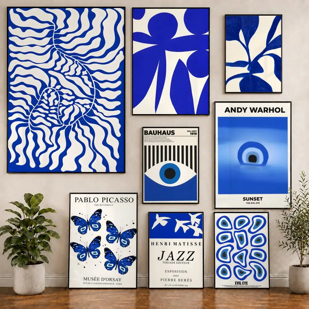 International Klein Blue Cobalt Blue Poster Pvc HD Peel and Stick Modern poster Home Office Living Room Dining Room Wall Decor