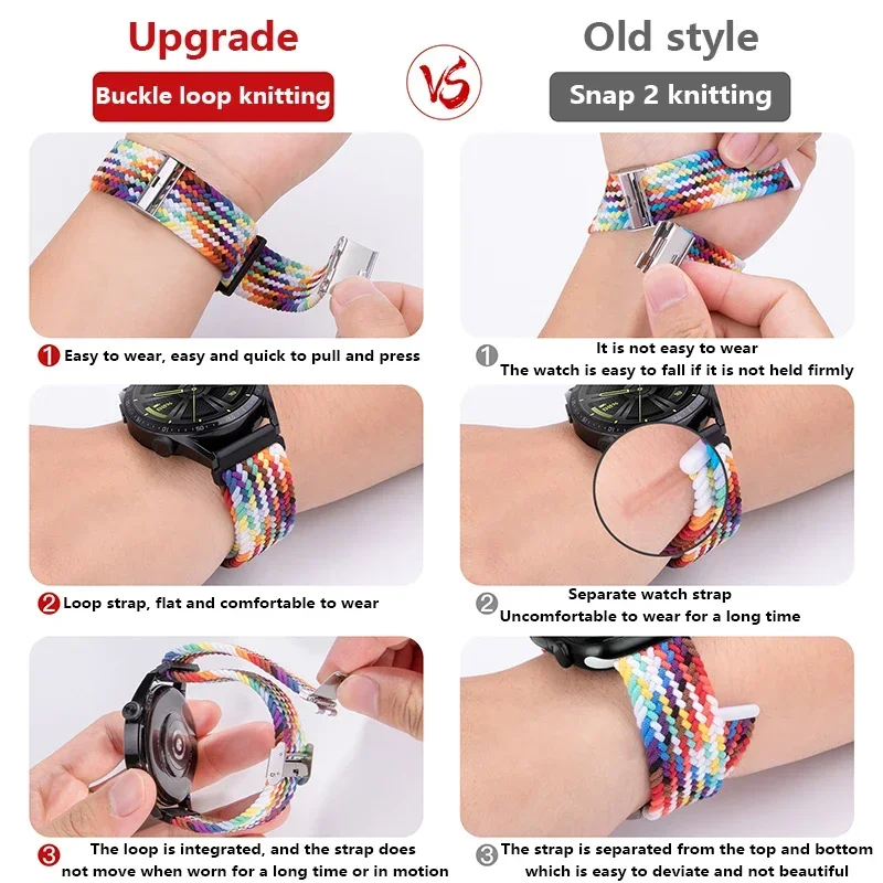 22mm 20mm Nylon Strap For Samsung Galaxy Watch 6 5 4/Gear S3 Magnetic Buckle Metal Adjustment Band For Huawei IWatch 4 GT2/3 Pro image 6