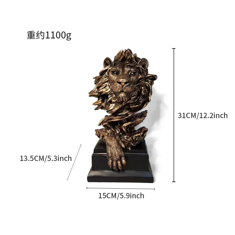 Aesthetic Lion Figure Resin Statue Nordic Vintage Lion Figurine Sculpture Luxury Decor Living Room Decoration Desk Accessories