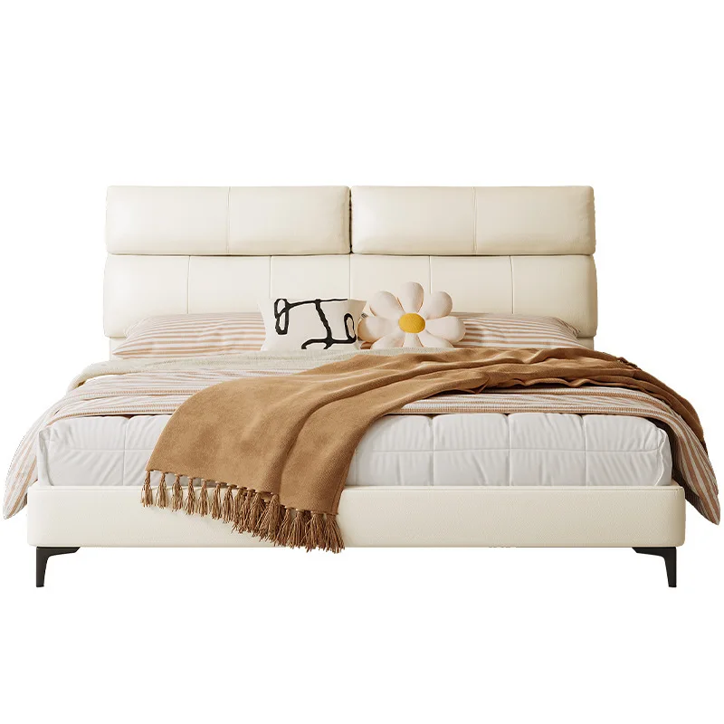 

Modern, simple, leather art bed, small apartment, non-disturbing, master bedroom, atmosphere