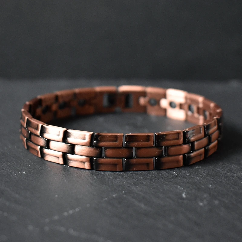 سوار صحي للرجال لسوار العلاج المغناطيسي النحاسي مع مغناطيس قوي للعناية بالضغط الدم والطاقة الحيوية