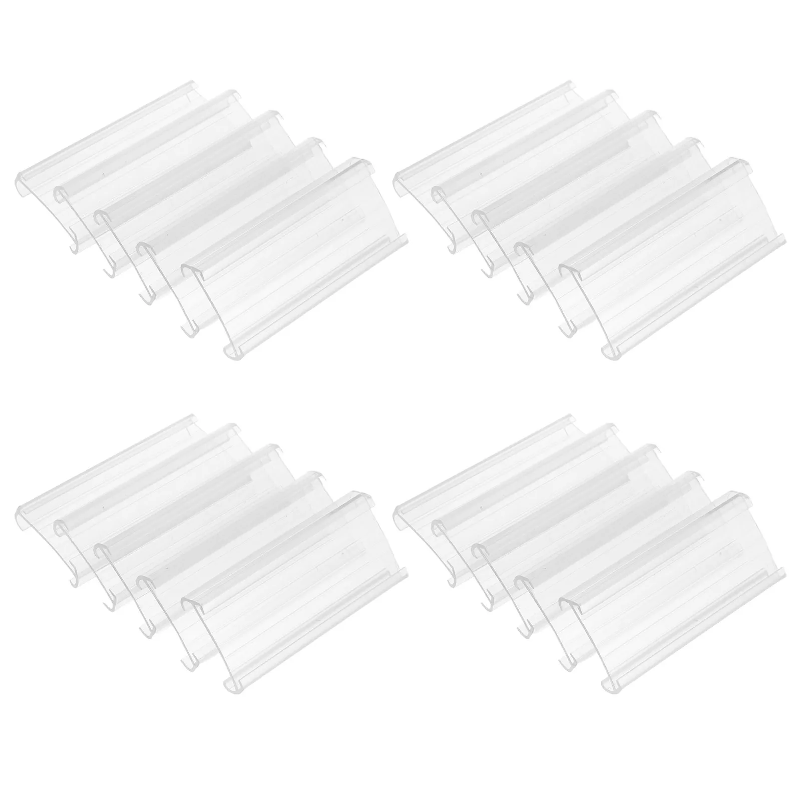 20Pcs Transparent Shelf Label Holders Clear Plastic Price Tag Holders for Grocery Store Retail Shelves Supermarket Sign Display