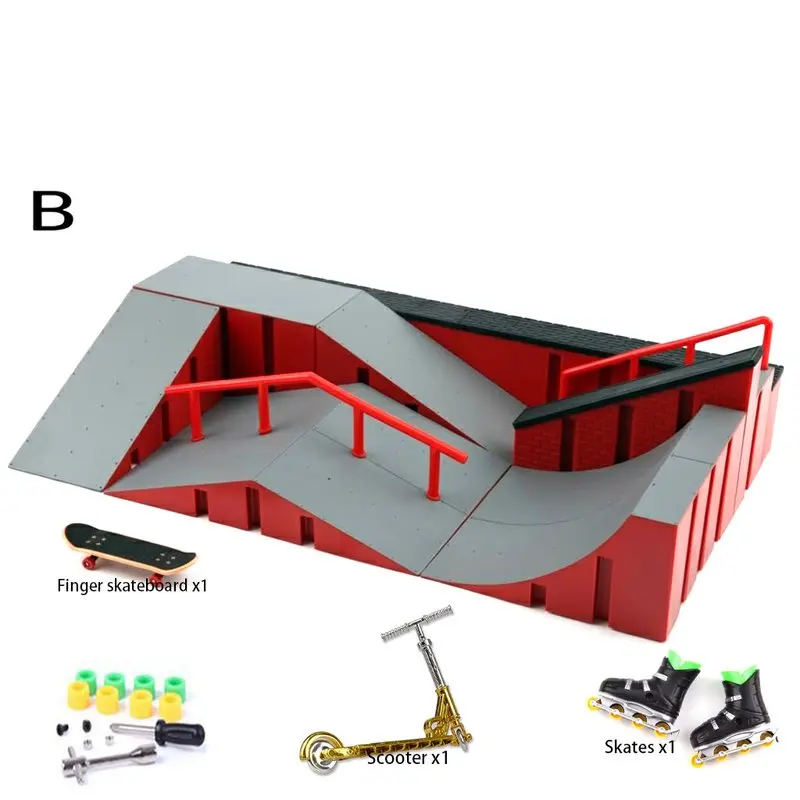 لوحة أصابع بمشهد كبير، لوح تزلج صغير، منصة حديقة مثيرة، مسار منحدر، سلالم، مجموعة ألعاب منزلية داخلية للأطفال، هدايا
