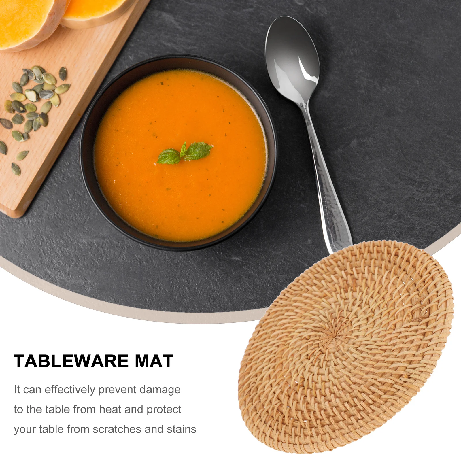 

1Pcs Dining Table Mat Woven Placemat Heat Proof Pad Safe Material Elegant Design Holiday Banquet Decoration Placemat