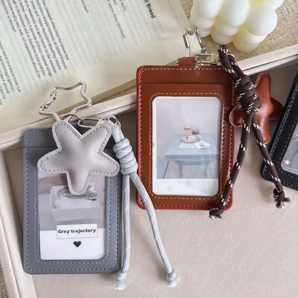 Cute INS Card Holder PU Leather Y2k Idol Photo Cards Sleeve Photo Display Pendant Cards Cover