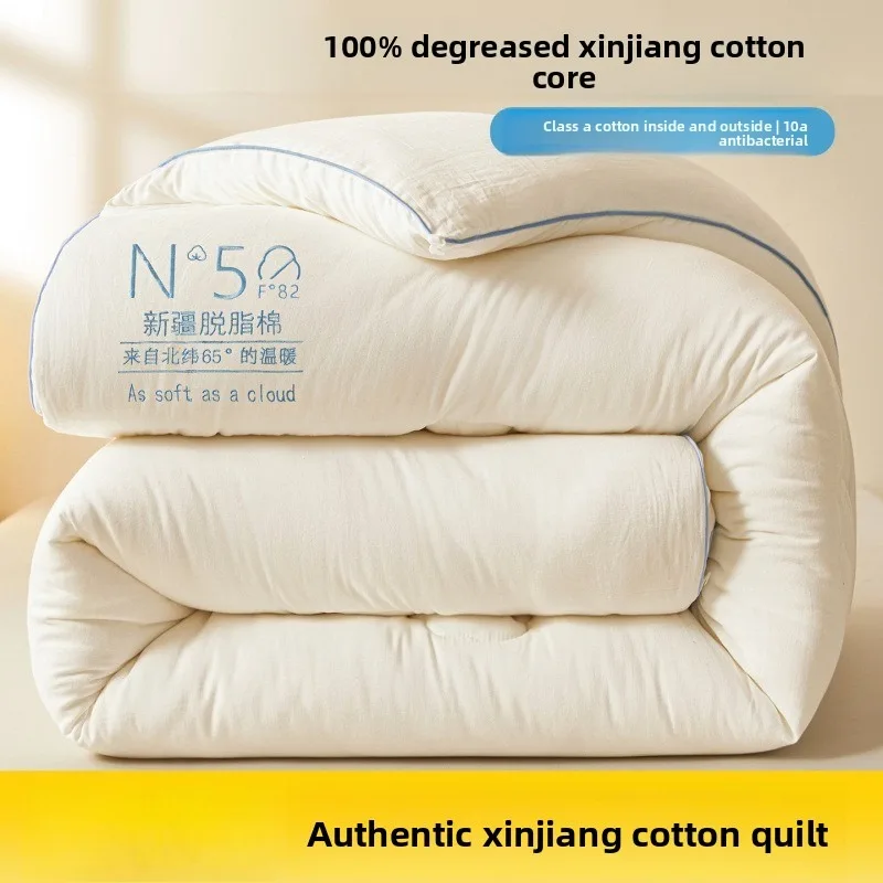 New A Class Double Layer Gauze Defatted Cotton Exterior Interior Xinjiang Quilt Core Thickened Spring and Autumn Quilt