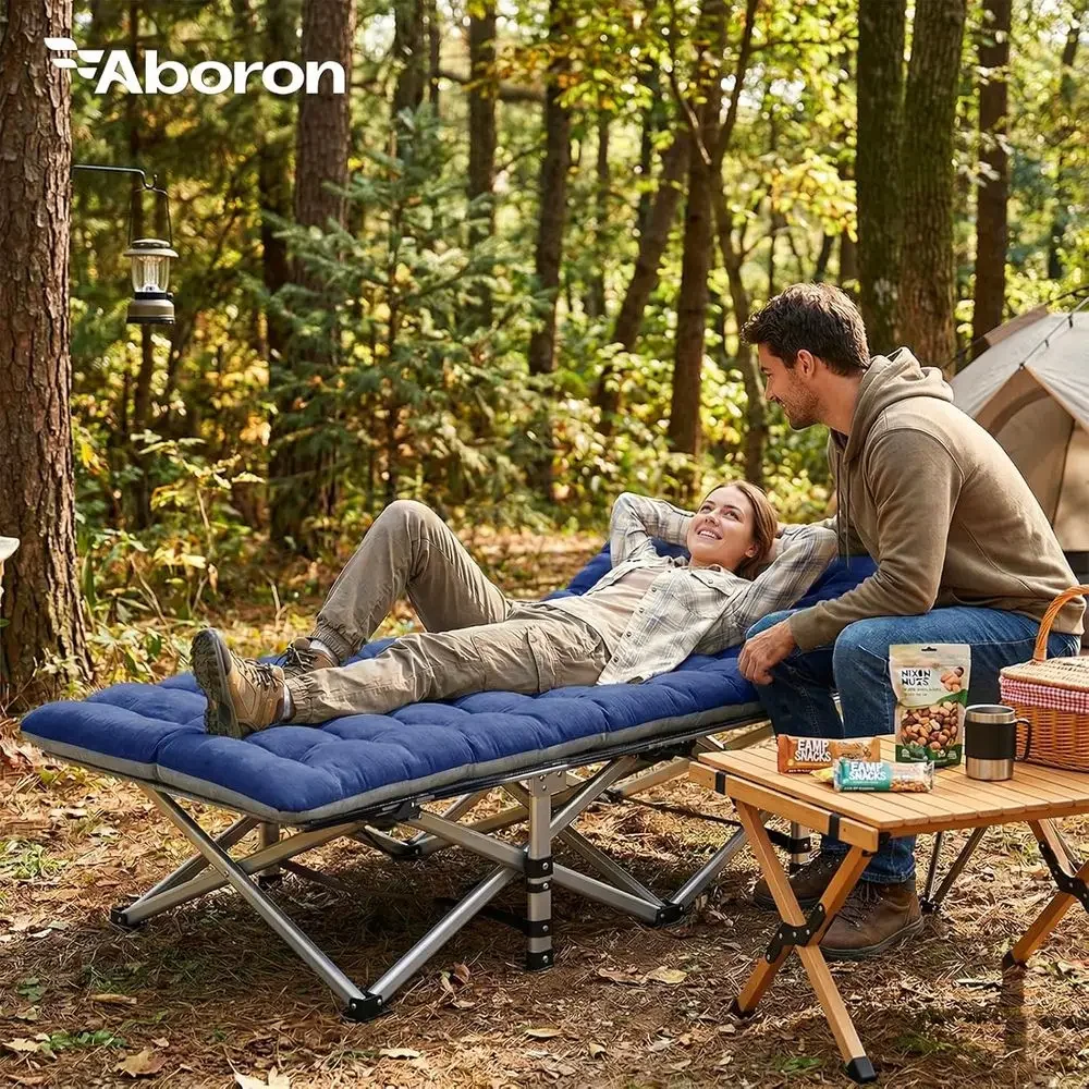 Camping Cot or Adults, 28 in Wide, 1200D rd with Mat | 28 in wide cot opens in seconds and includes a removable mat, double-laye