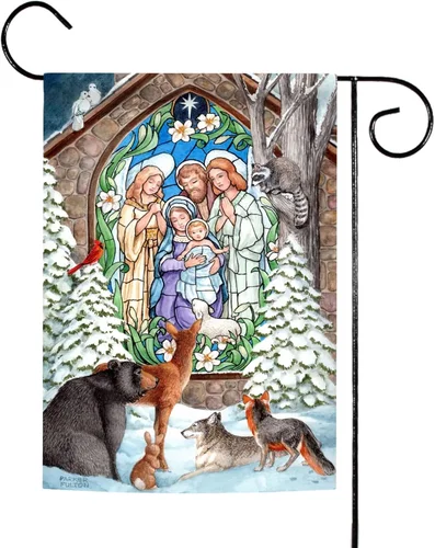 Fsil Winter Nativity Christmas Garden Flag 12X18 Inch Double Sided for Outdoor W JJE DDI GGX