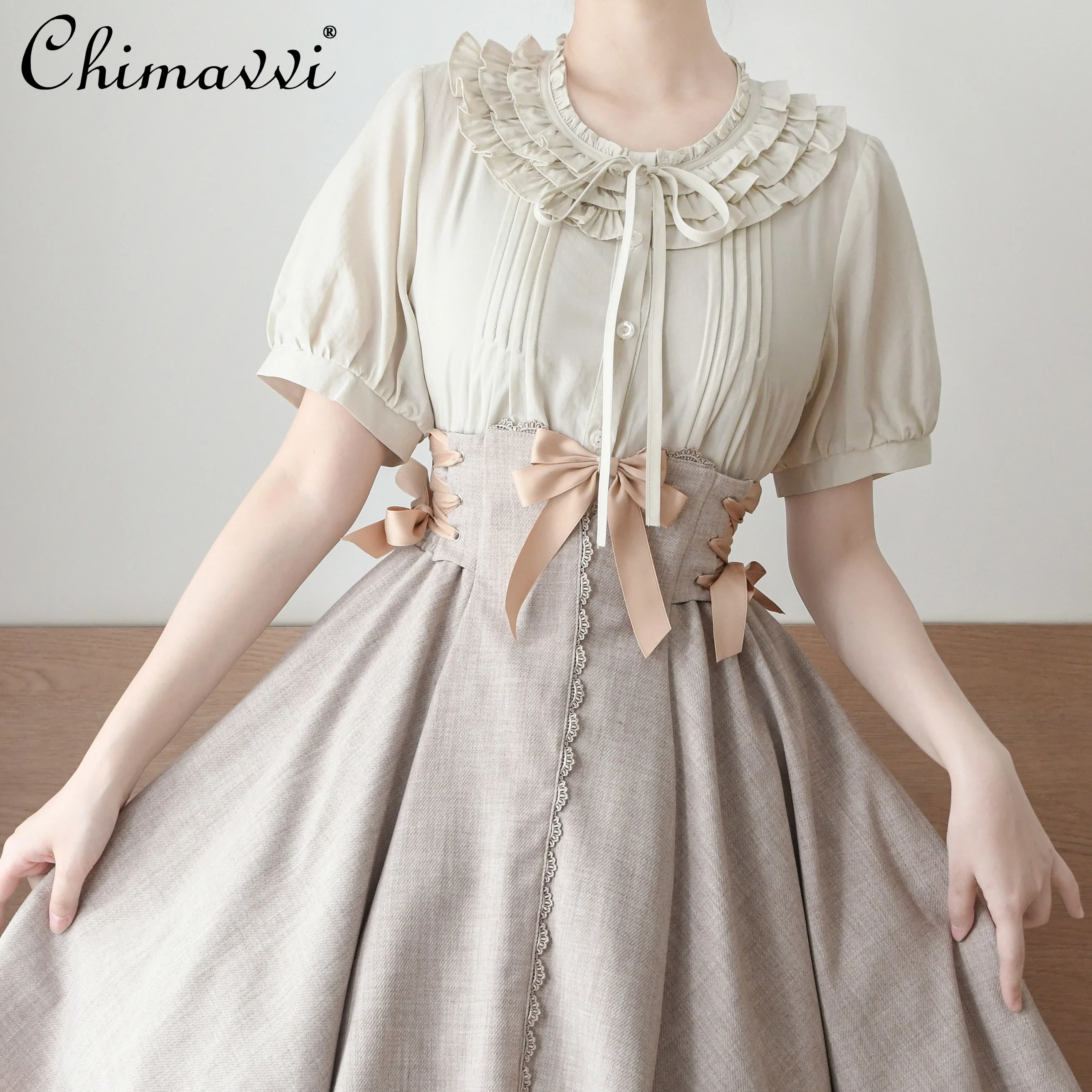 Lolita Inner Crew Neck Short-sleeved Shirt 2025 Summer Clothes New Sweet Lace Cute Loose Kawaii Elegant Inner Shirt Women Top