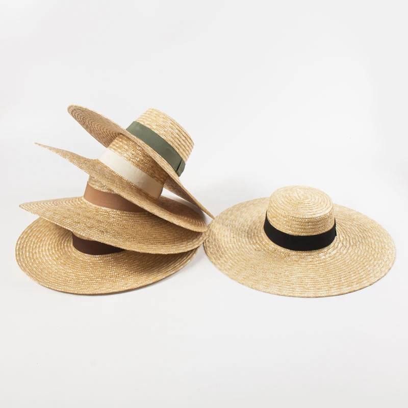 New Women Wide Brim Beach Hat Ladies Summer Big Straw Hats UV Protection Sun Hat S1340-15cm