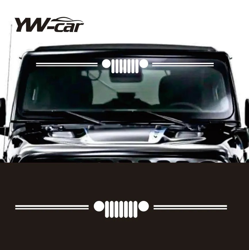 Reflective Grill Graphics Vinyl Decal Car Front Windshield Windscreen Window Sticker For Jeep Wrangler JK JL Gladiator Renegade