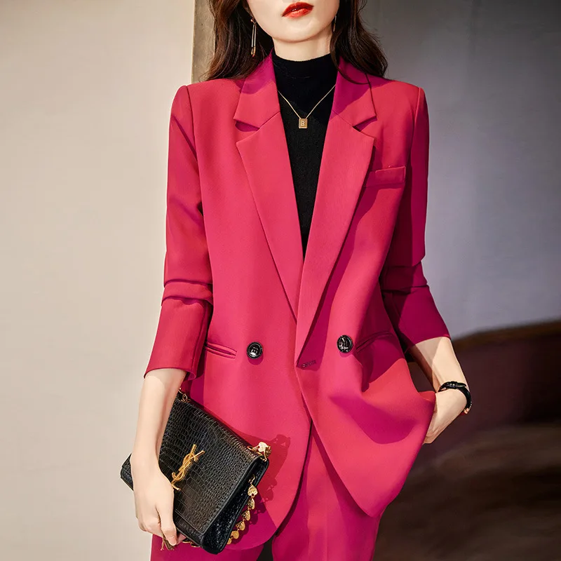 Autumn Winter Elegant Styles Formal Professional Women Business Suits with Pants and Blazer Coat OL Career Pantsuits Blazers