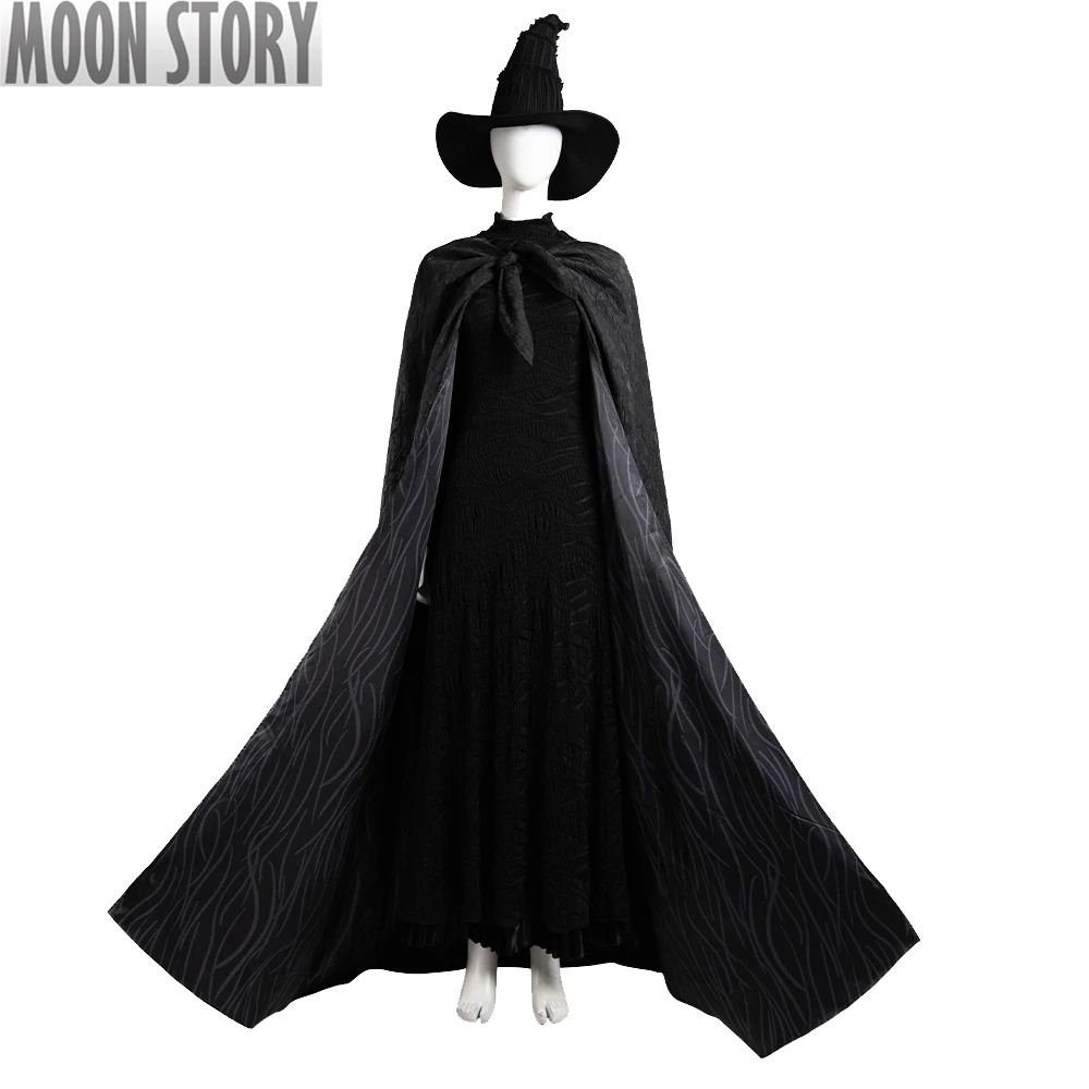 Halloween Carnival Wicked Cosplay Costume Elphaba Witche Dress Black Witch Dress With Cloak Hat Full Set Adult Women